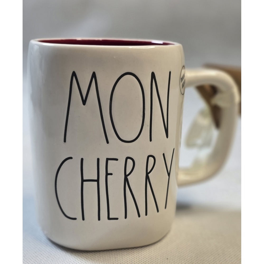 NWT Rae Dunn Artisans Collection MON CHERRY Ceramic Mug  GIFT COLLECTABLE CHERRY